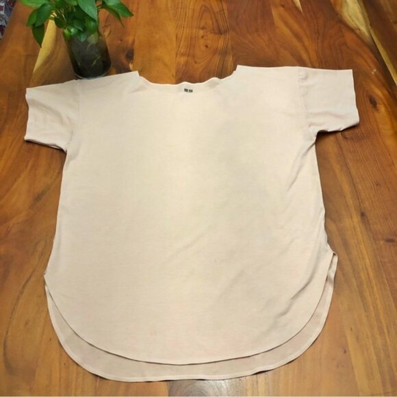 UNIQLO AIRISM Pastel Pink Casual Relaxed Fit Oversized Short Sleeves T Shirt Tee - Picture 4 of 11